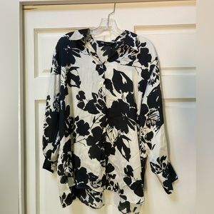 Zara black and white blouse
